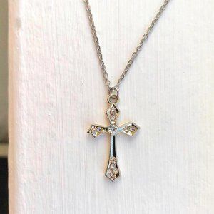 Cross Rhinestone Pendant Chain Necklace